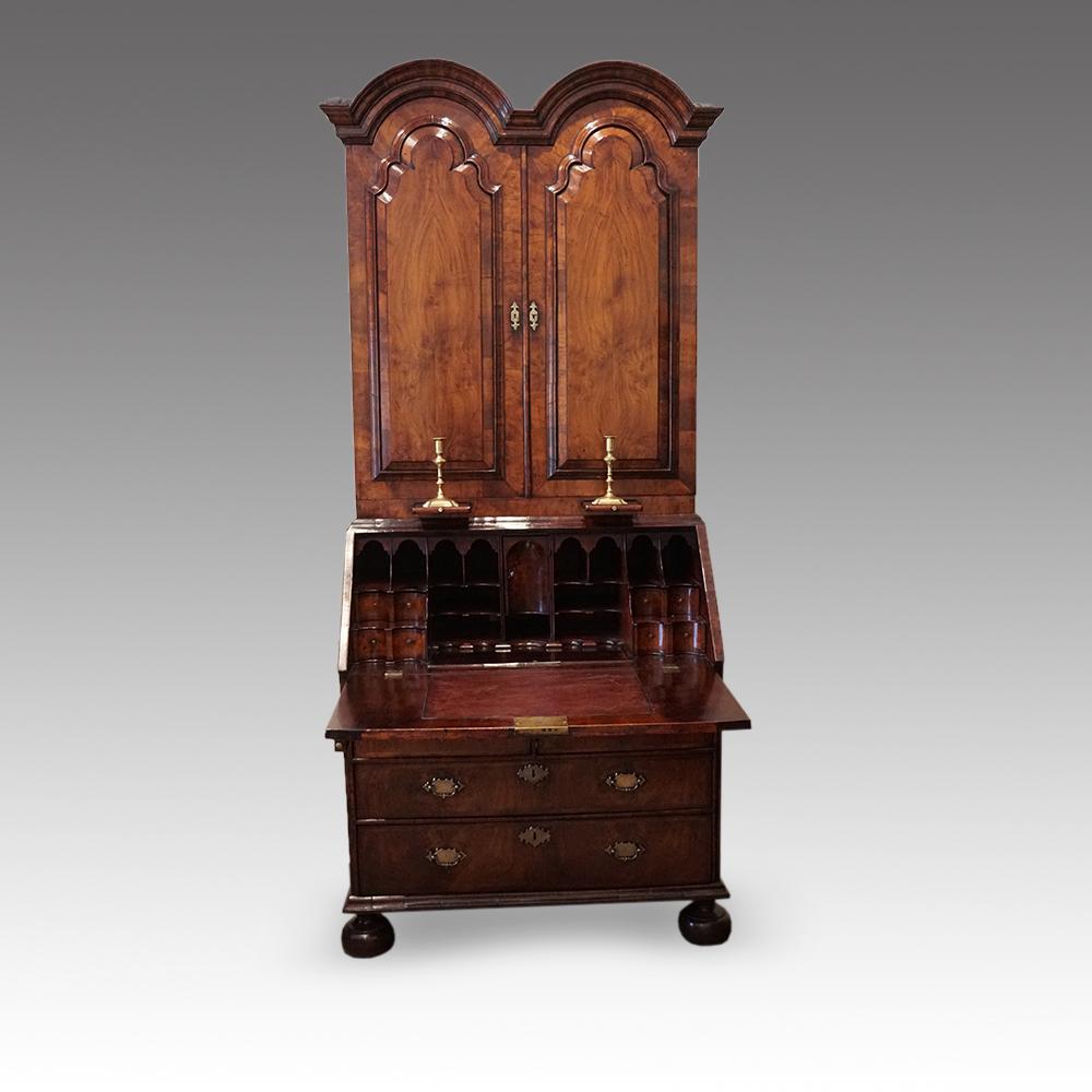 English Stately Home Queen Anne Walnut Bureau Bookcase, circa 1705 8
