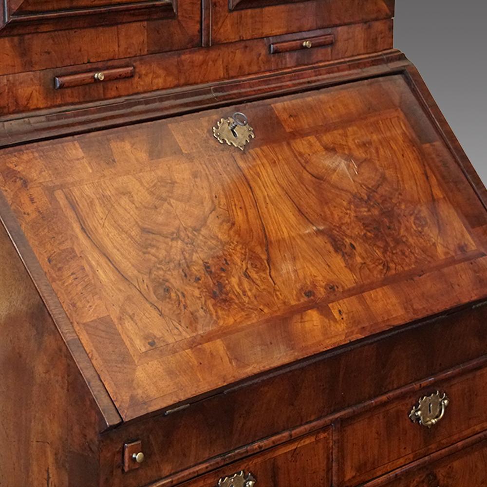 English Stately Home Queen Anne Walnut Bureau Bookcase, circa 1705 9