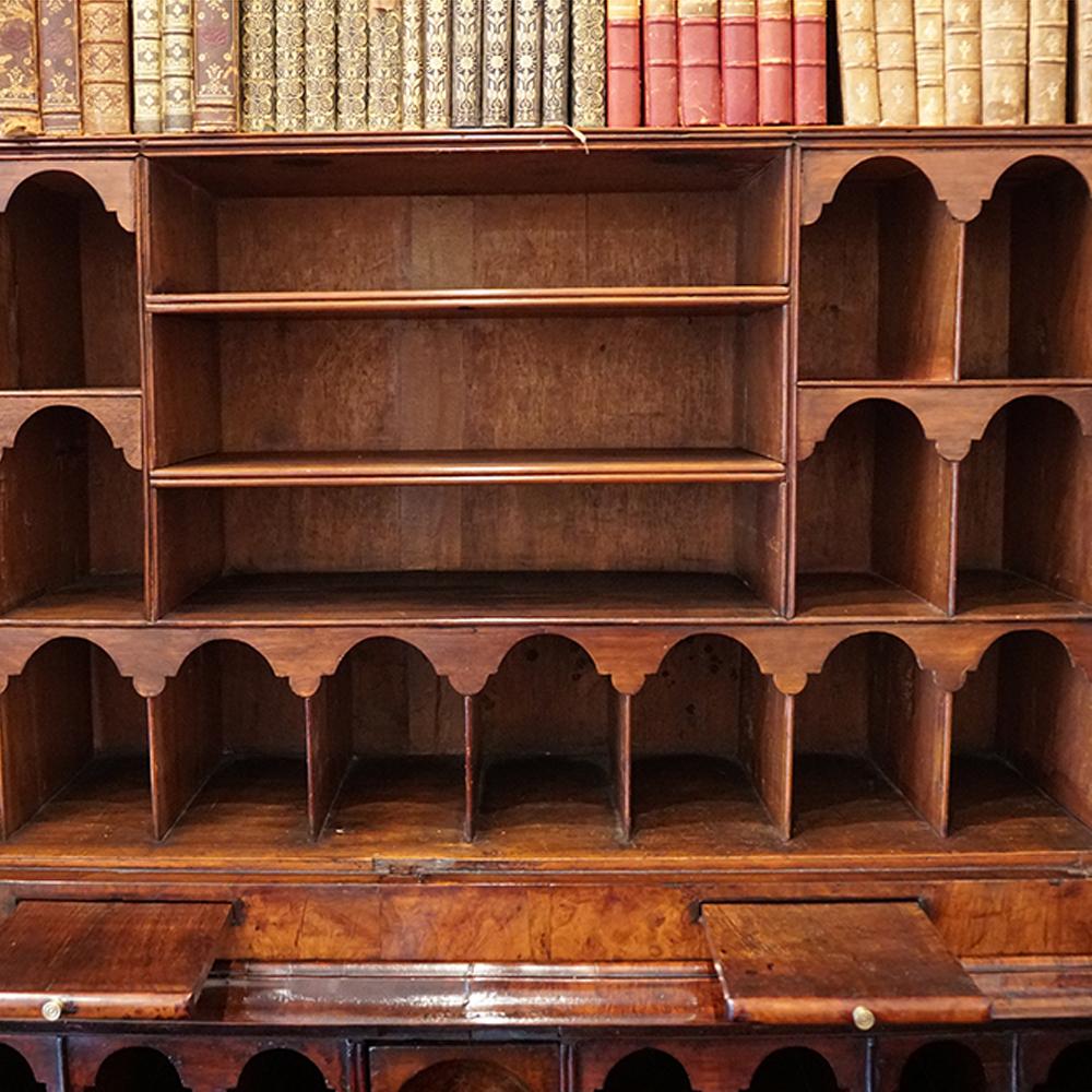 English Stately Home Queen Anne Walnut Bureau Bookcase, circa 1705 13