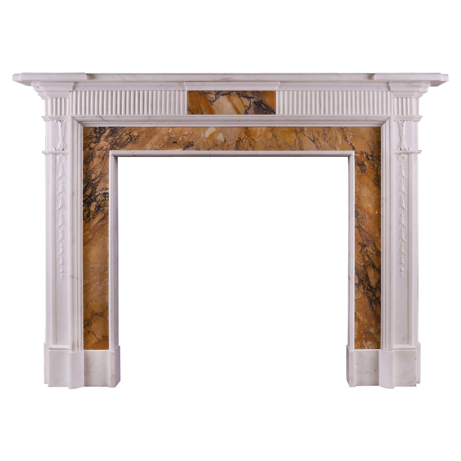 English Statuary & Siena Marble Fireplace For Sale