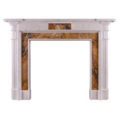Antique English Statuary & Siena Marble Fireplace