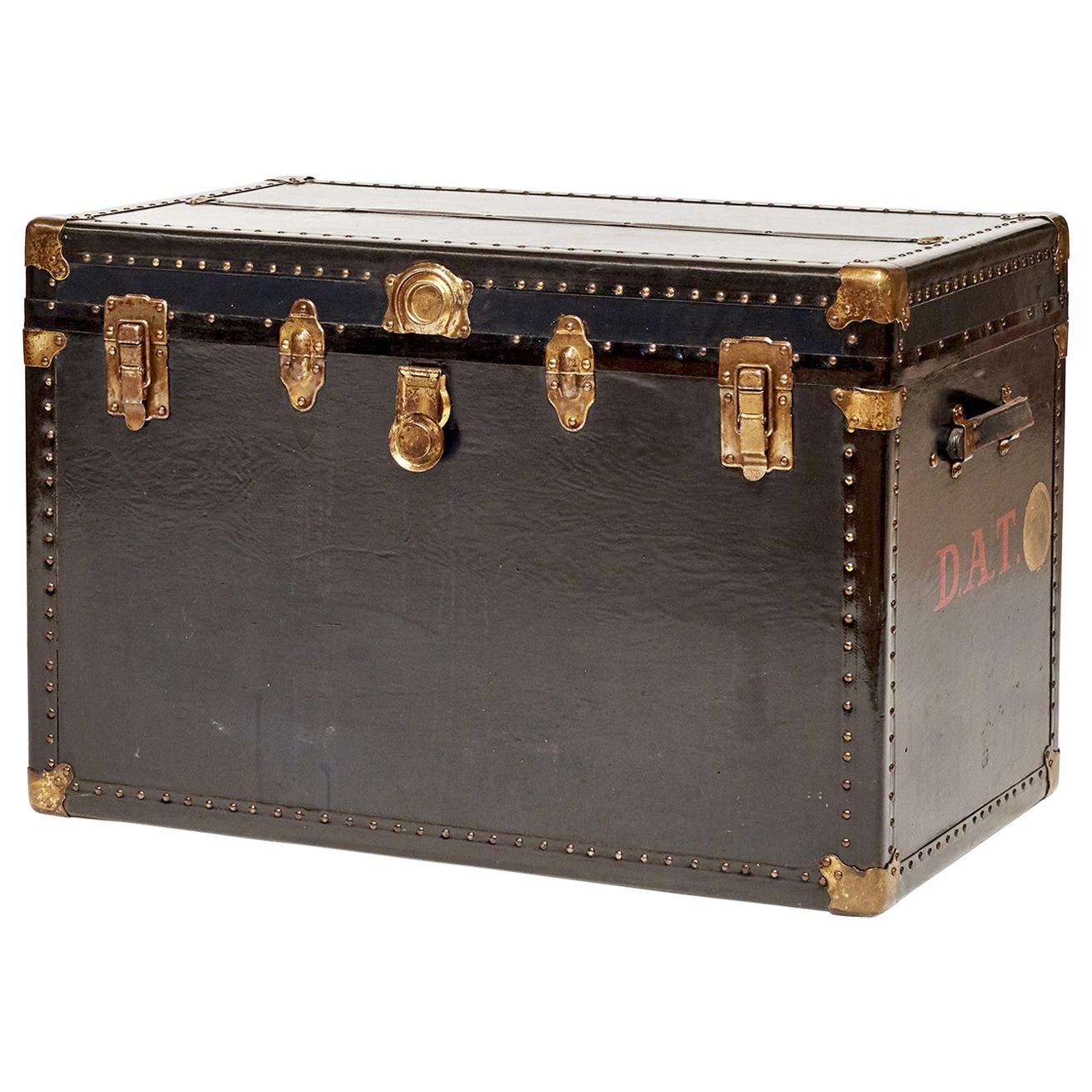 antique vintage old chest steamer restore briefcase Trunk Corner Nickel Plated 