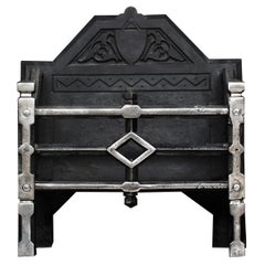 Antique English Steel Firebasket in the Gothic Manner