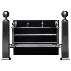 English Steel Firegrate with Ball Finials