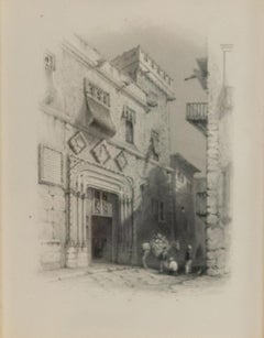 English Steel Plate Engraving of Streetscape
