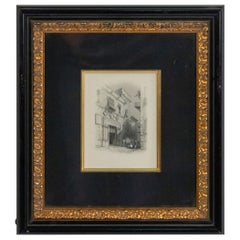 English Steel Plate Engraving of Streetscape