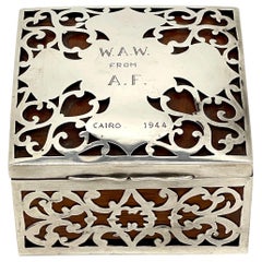 English Sterling Birmingham, 1905 & Camphor Wood Box, WWII Cairo Inscription