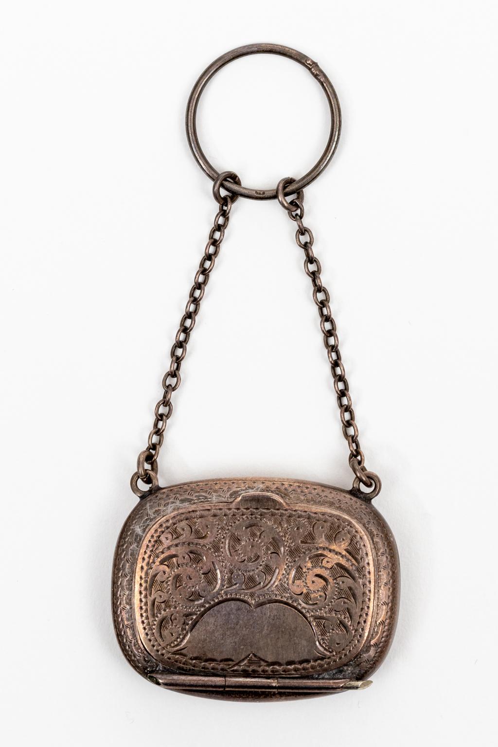 English Sterling Chatelaine Compact In Good Condition For Sale In Stamford, CT