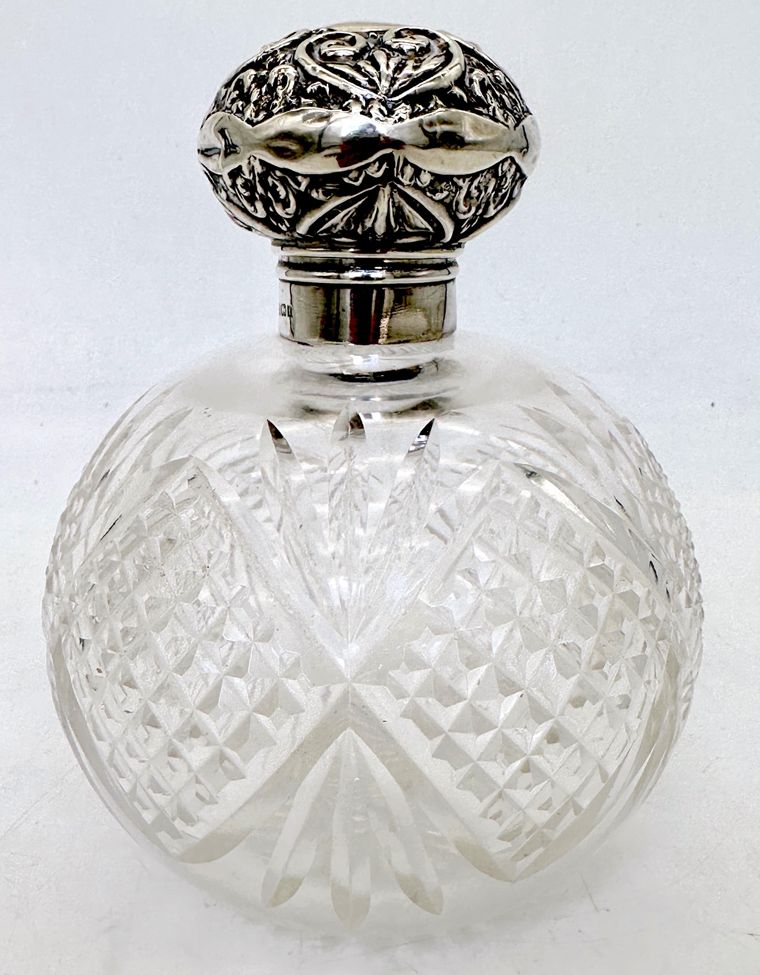Perfume inglés de cristal tallado y esterlina, Birmingham 1905, William Dudley' en venta 5