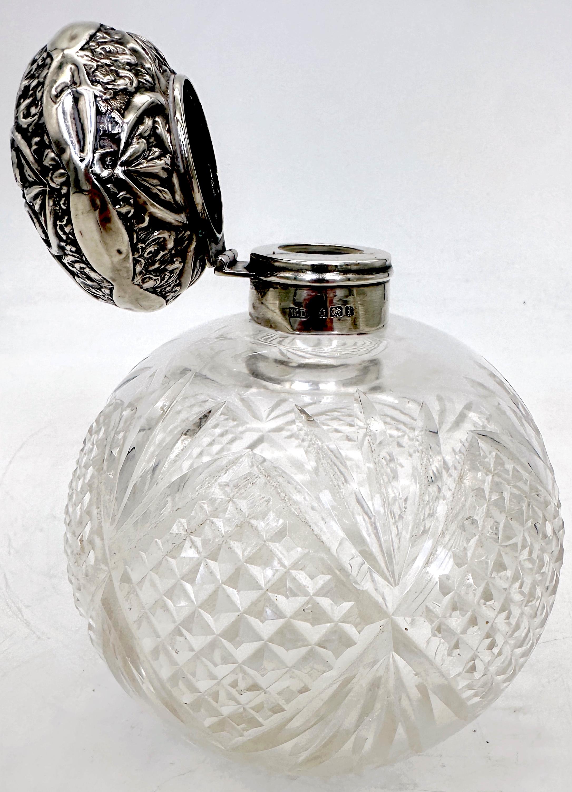 Perfume inglés de cristal tallado y esterlina, Birmingham 1905, William Dudley' en venta 6