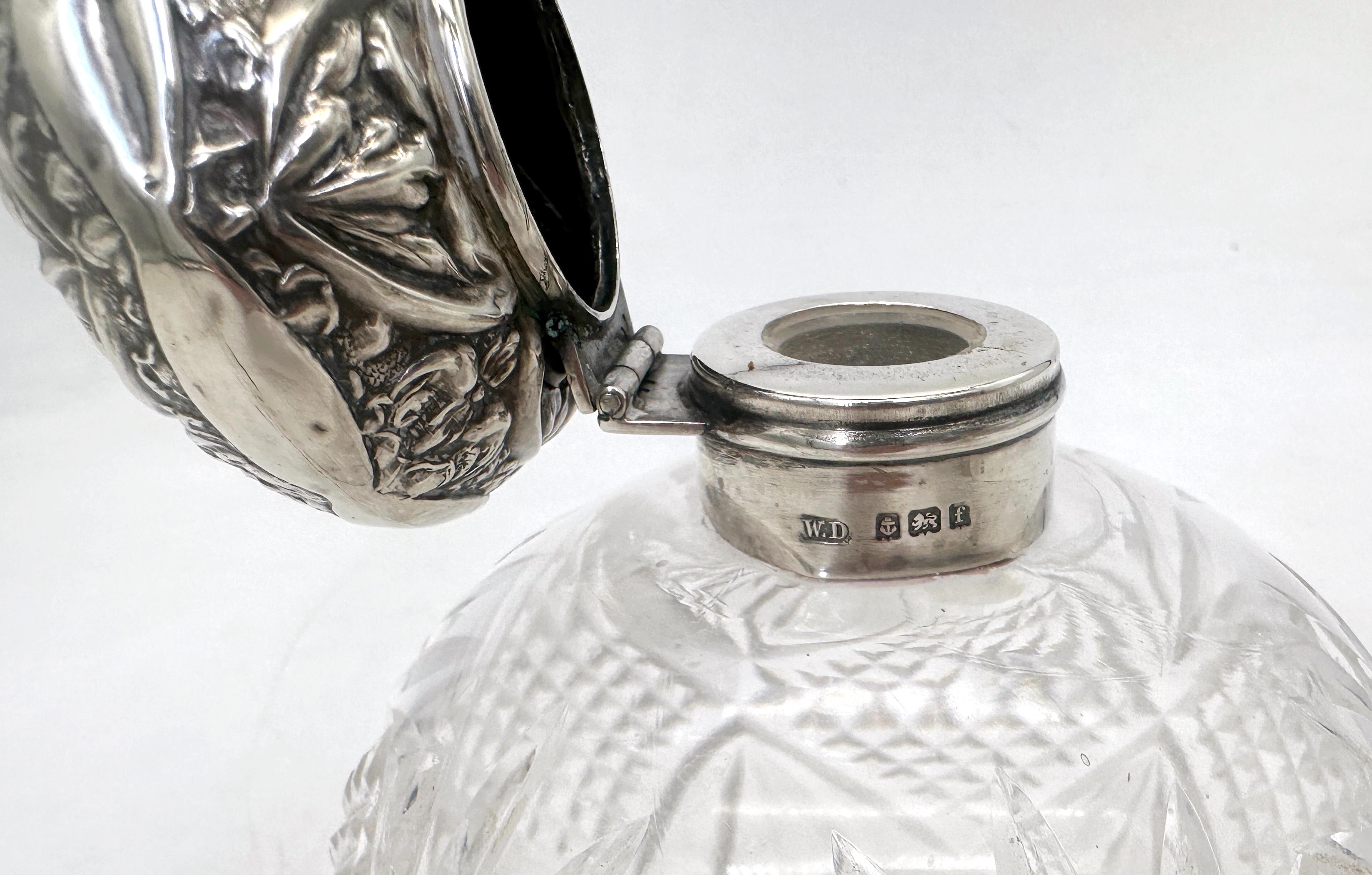 Perfume inglés de cristal tallado y esterlina, Birmingham 1905, William Dudley' en venta 7