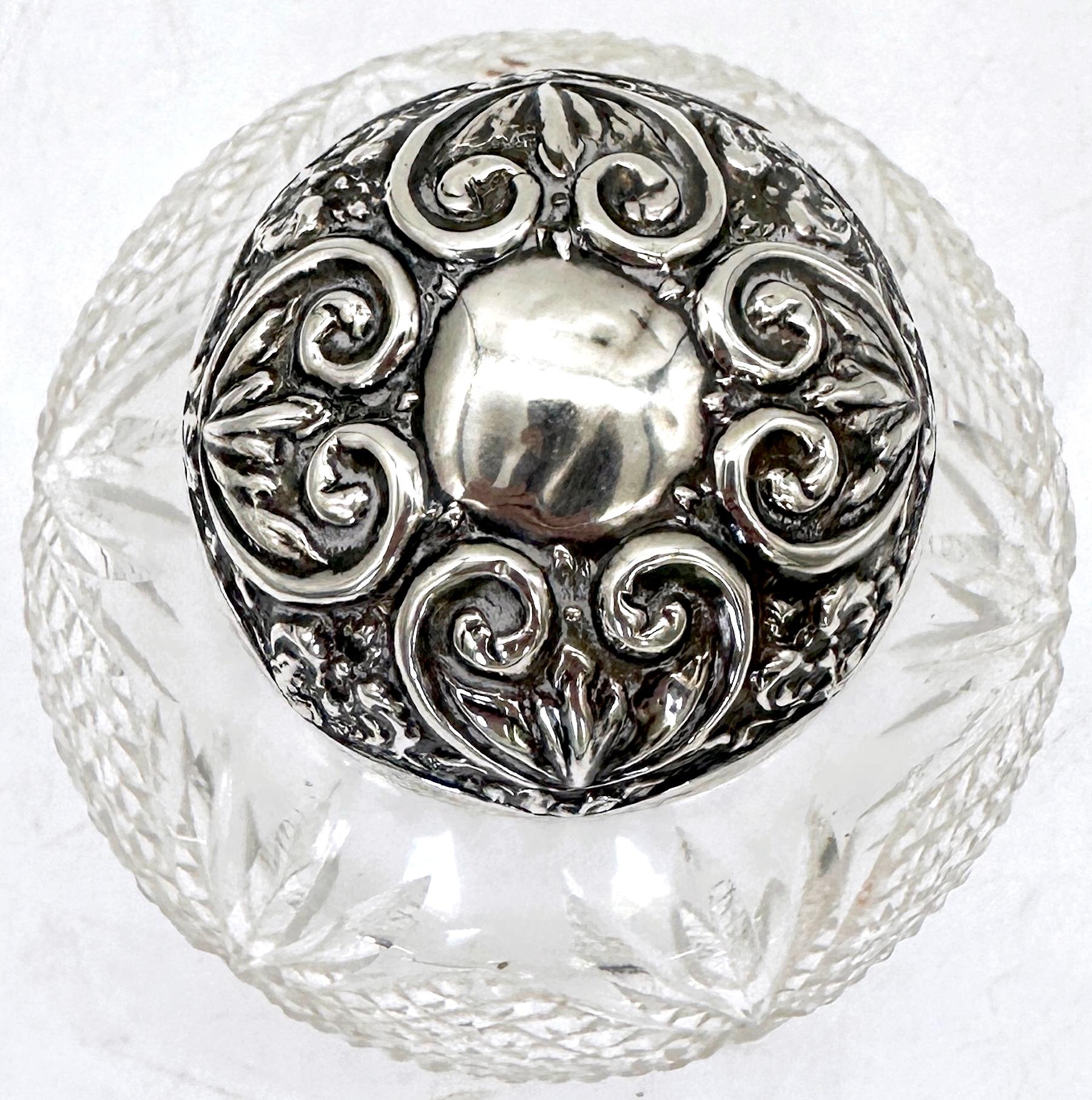 Perfume inglés de cristal tallado y esterlina, Birmingham 1905, William Dudley' Inglés en venta