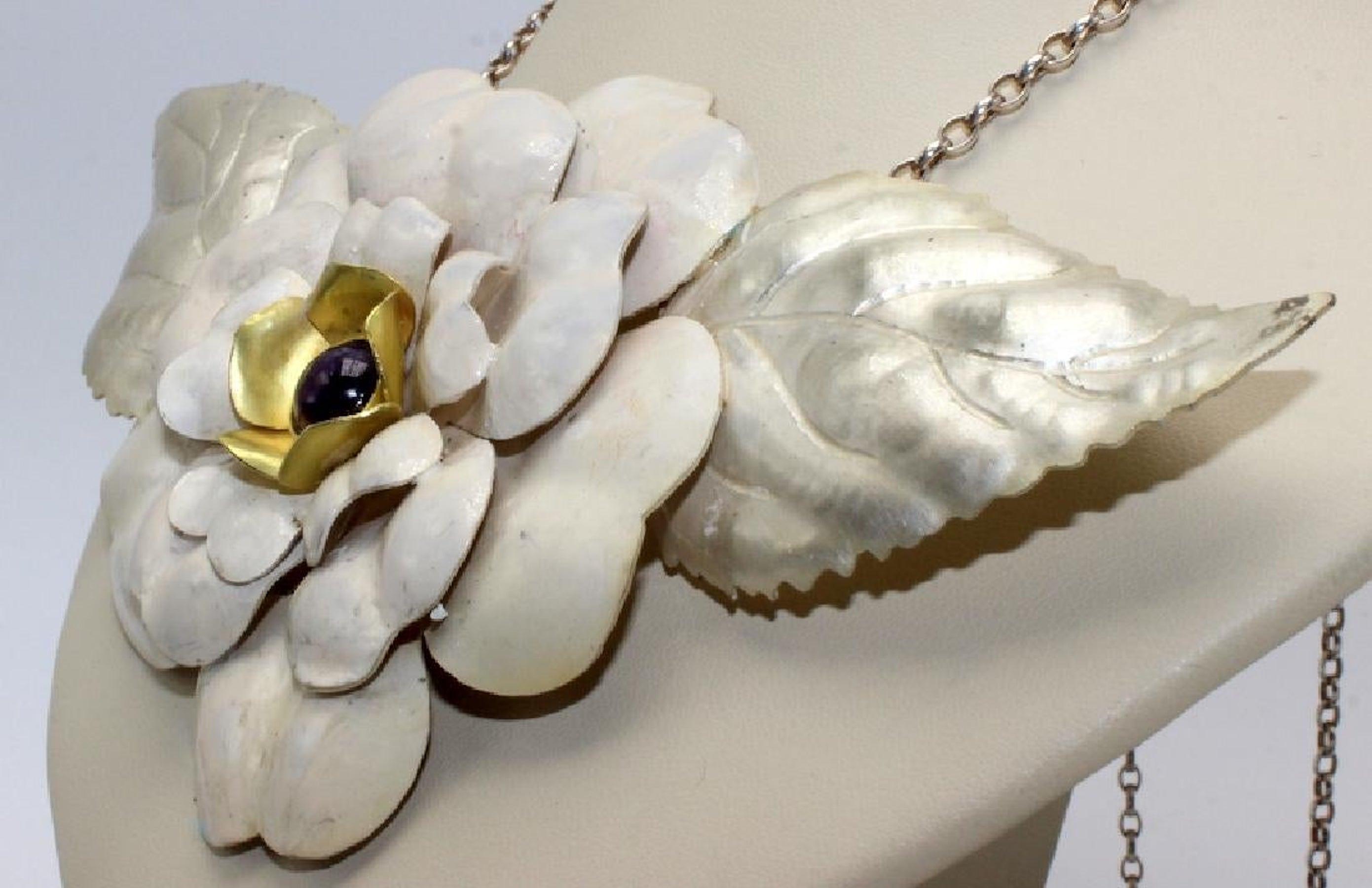 20th Century English Sterling & Enamel Flower Necklace, London, 1978 For Sale