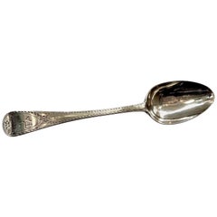 English Sterling Geo. III "Bright Cut" Hester Bateman Hanoverian Table Spoon