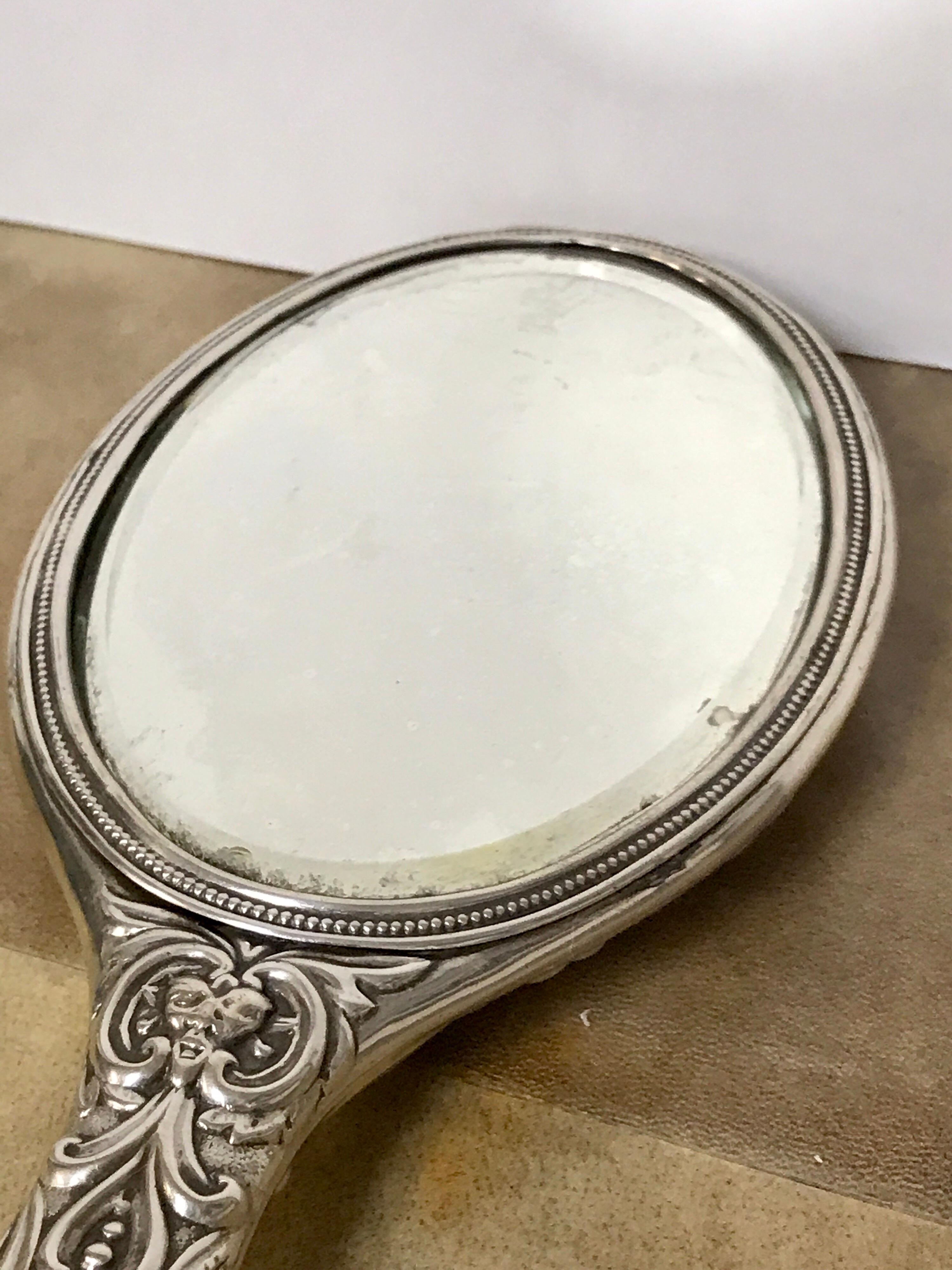 English Sterling Hand Mirror, Birmingham, 1899 For Sale 2