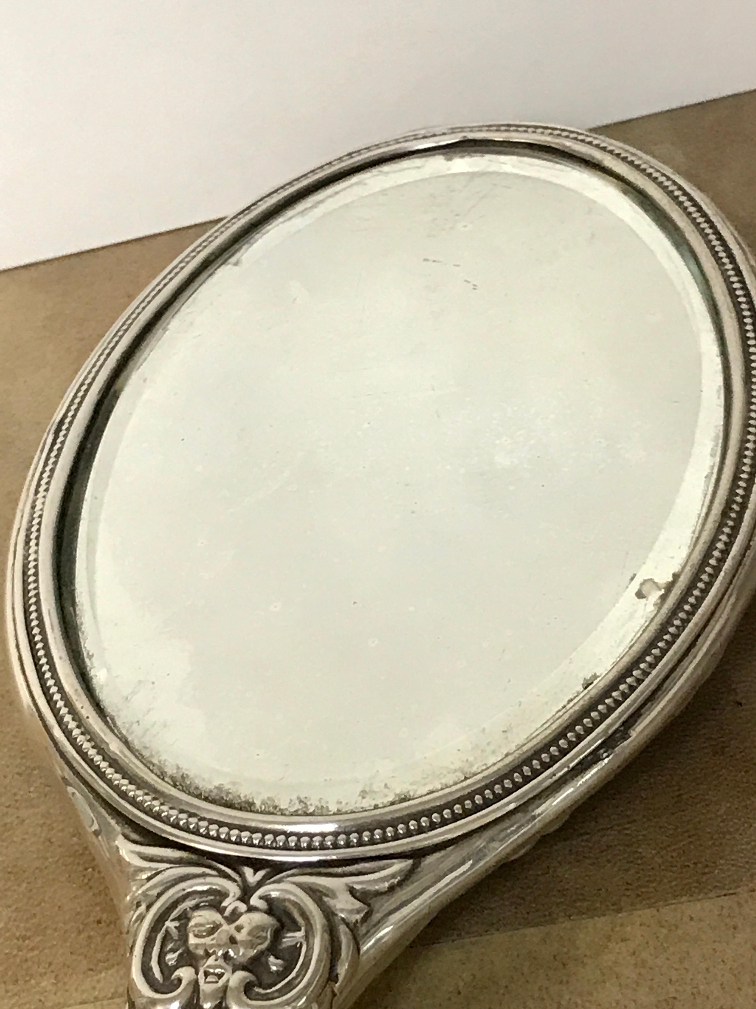 English Sterling Hand Mirror, Birmingham, 1899 For Sale 3