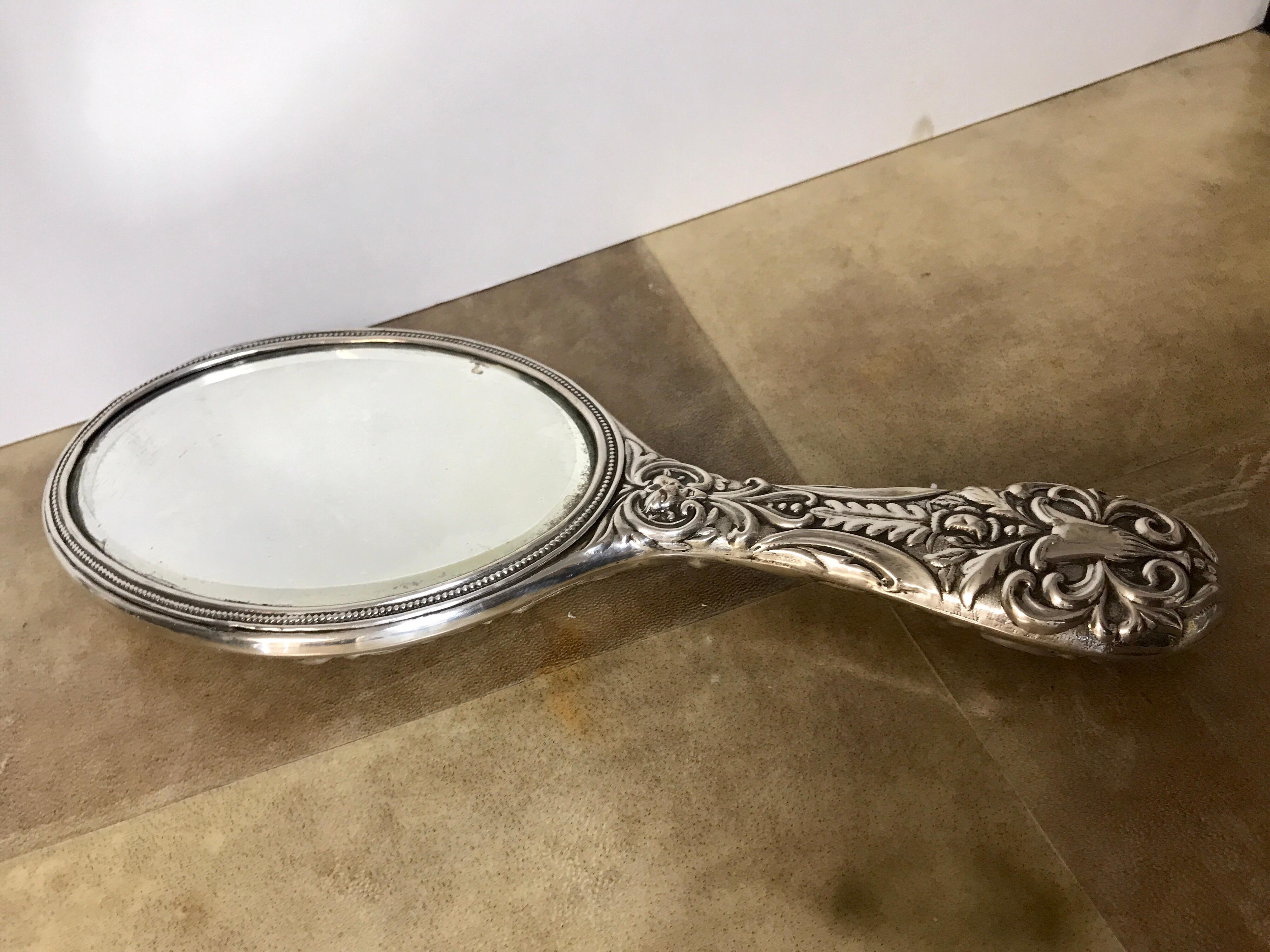 Espejo de mano inglés de plata esterlina, Birmingham, 1899 en venta 7