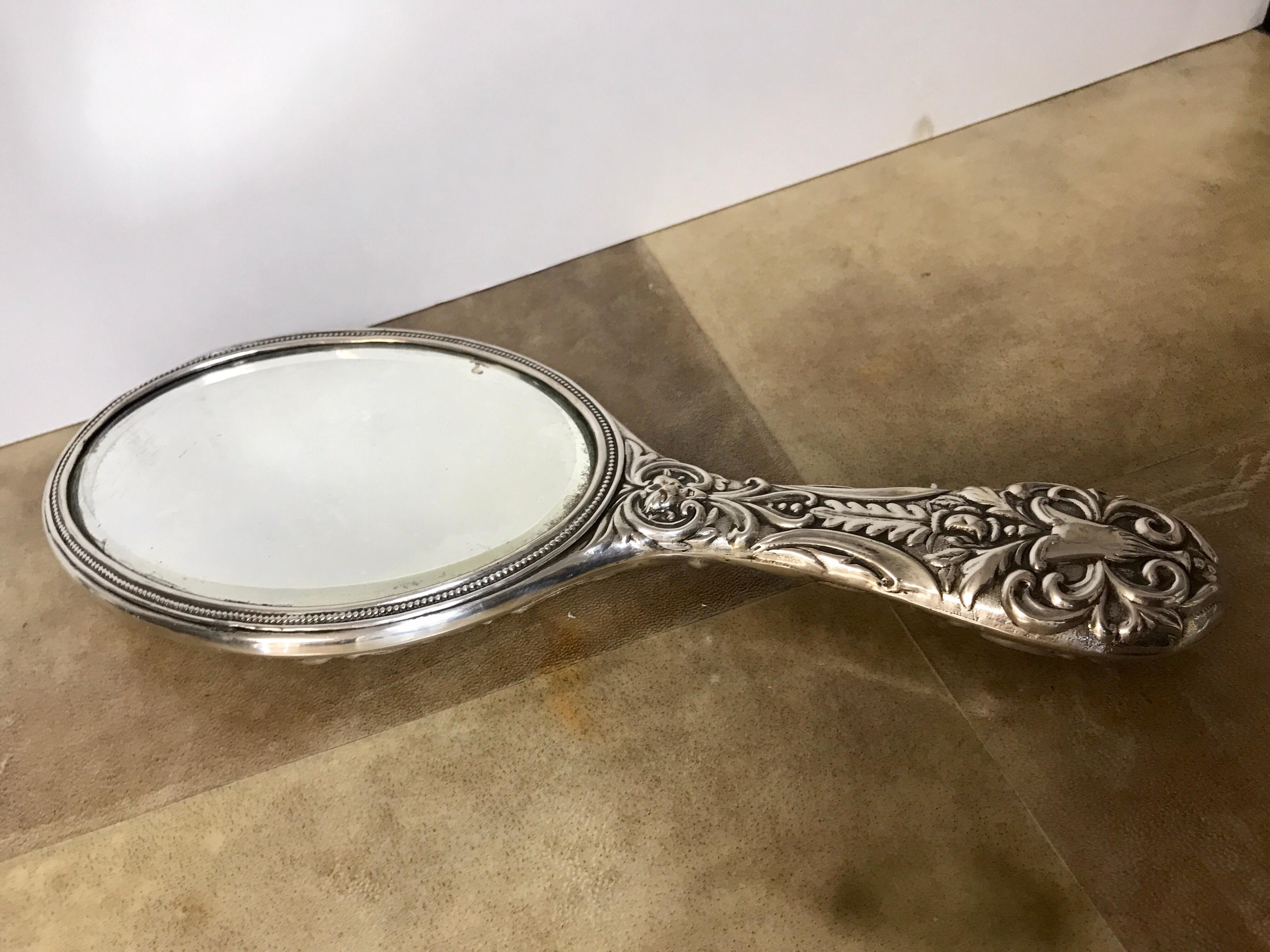 Miroir à main anglais en argent sterling, Birmingham, 1899 en vente 7