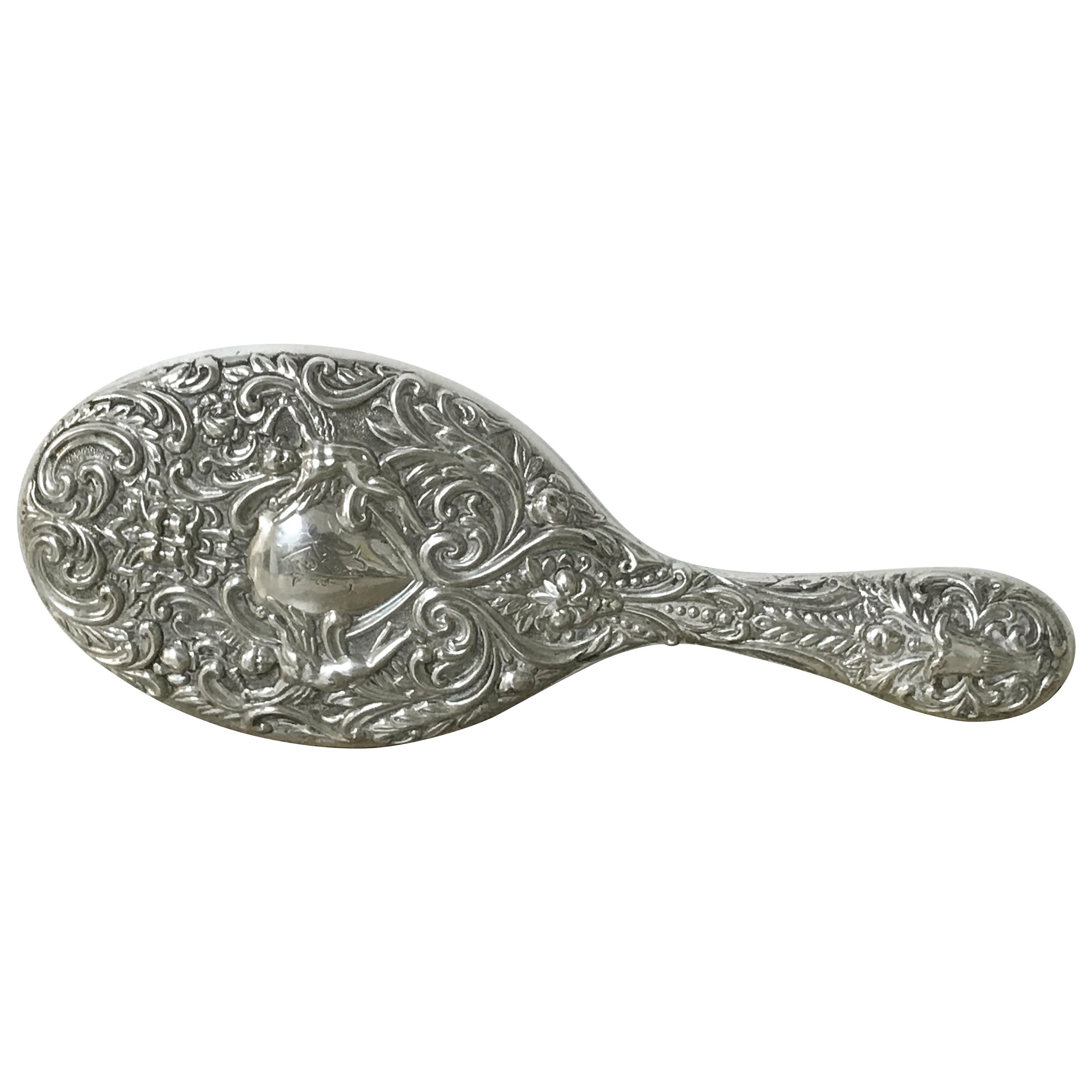 Espejo de mano inglés de plata esterlina, Birmingham, 1899