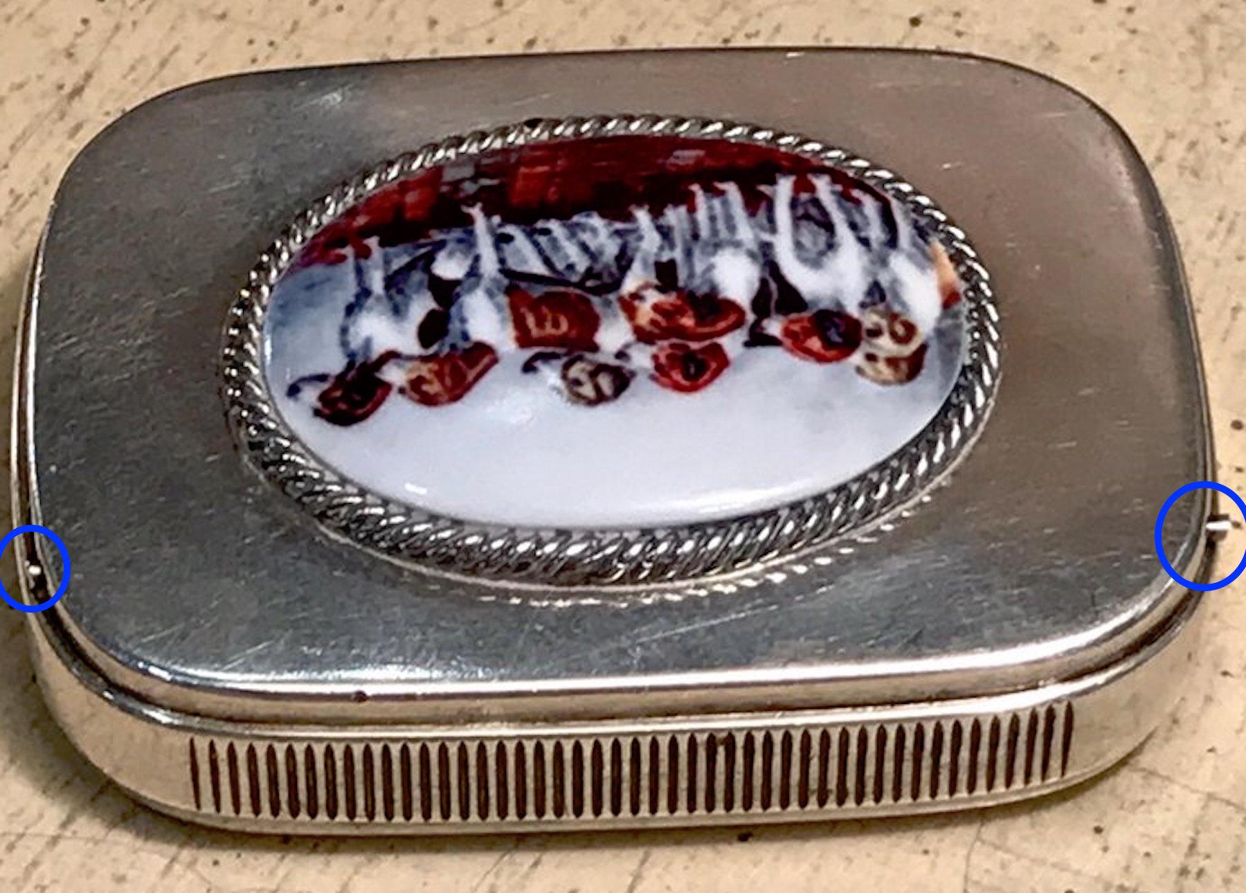 English Sterling Matchsafe with Enameled Fox Hounds, London, 1881 2