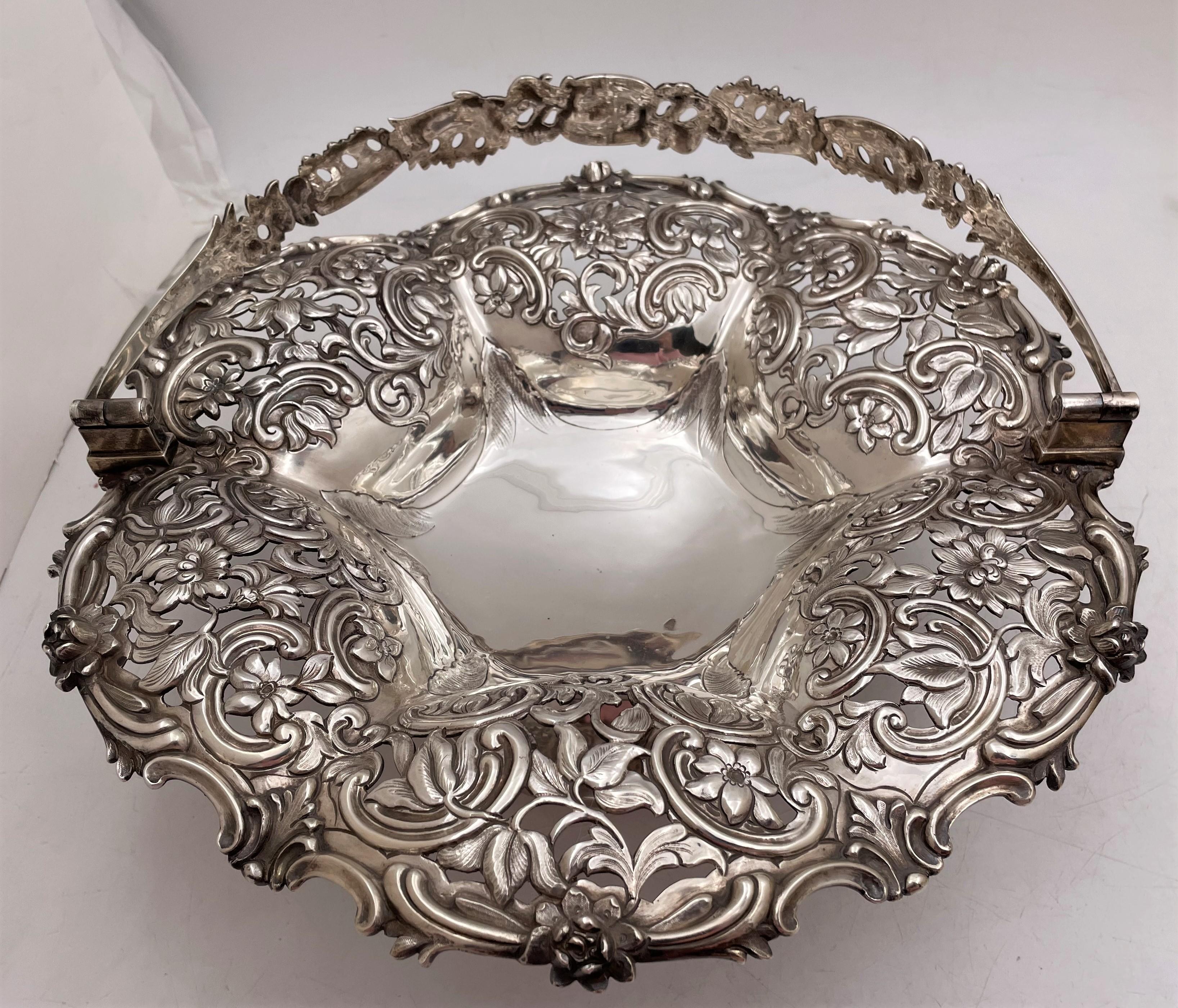 Mid-19th Century English Sterling Silver 1841 Basket / Centerpiece Bowl in Victorian Style For Sale