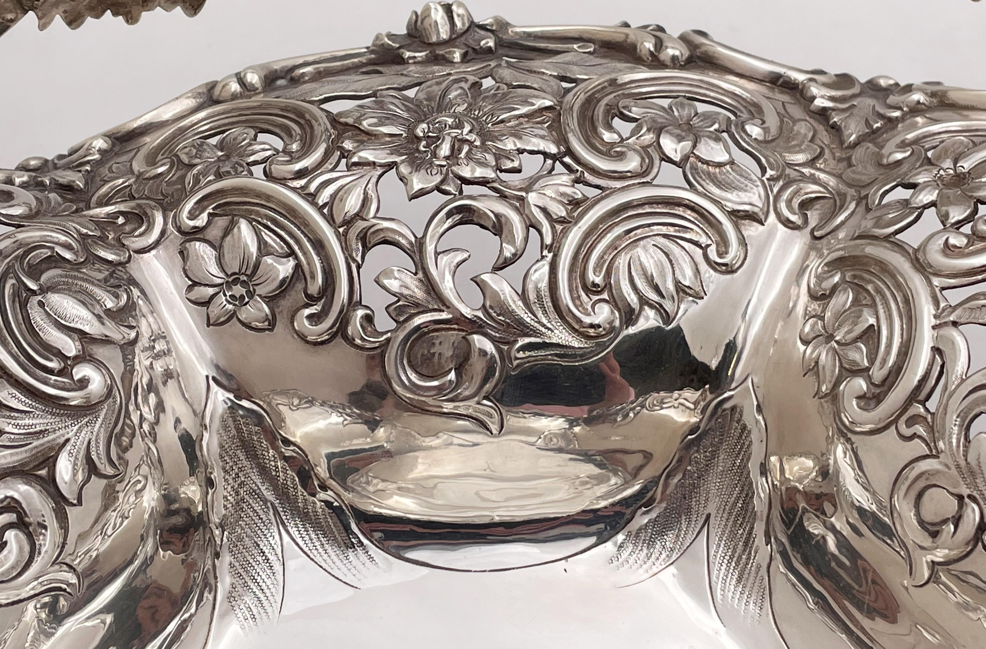 English Sterling Silver 1841 Basket / Centerpiece Bowl in Victorian Style For Sale 2