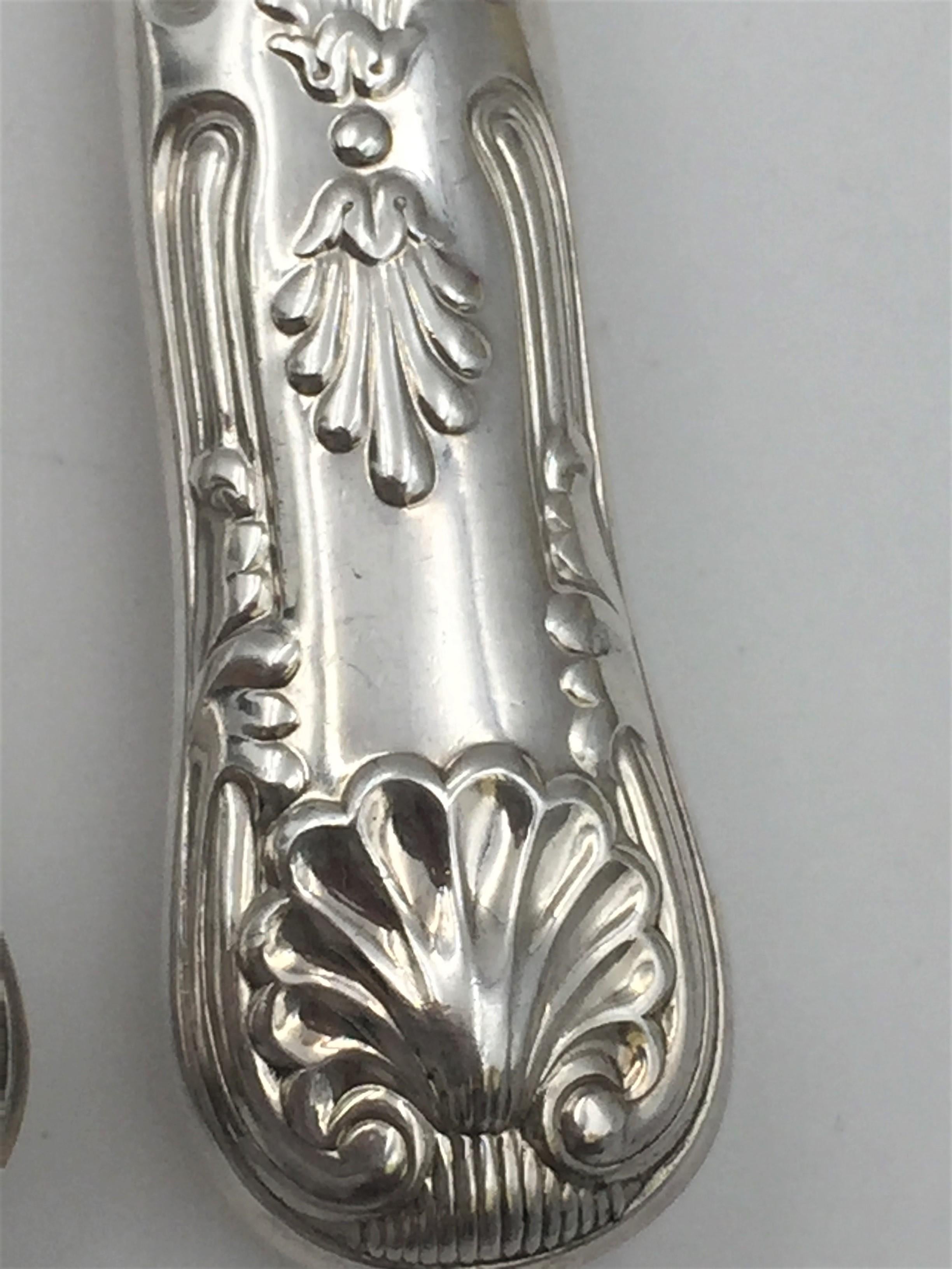 English Sterling Silver 24-Piece 1928 Fish Set Similar to Tiffany Kings Pattern For Sale 1