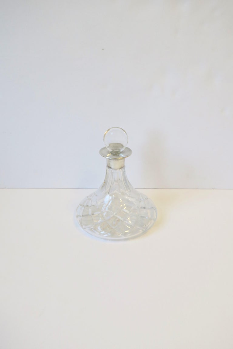English Sterling Silver and Crystal Spirits Liquor Decanter For Sale at