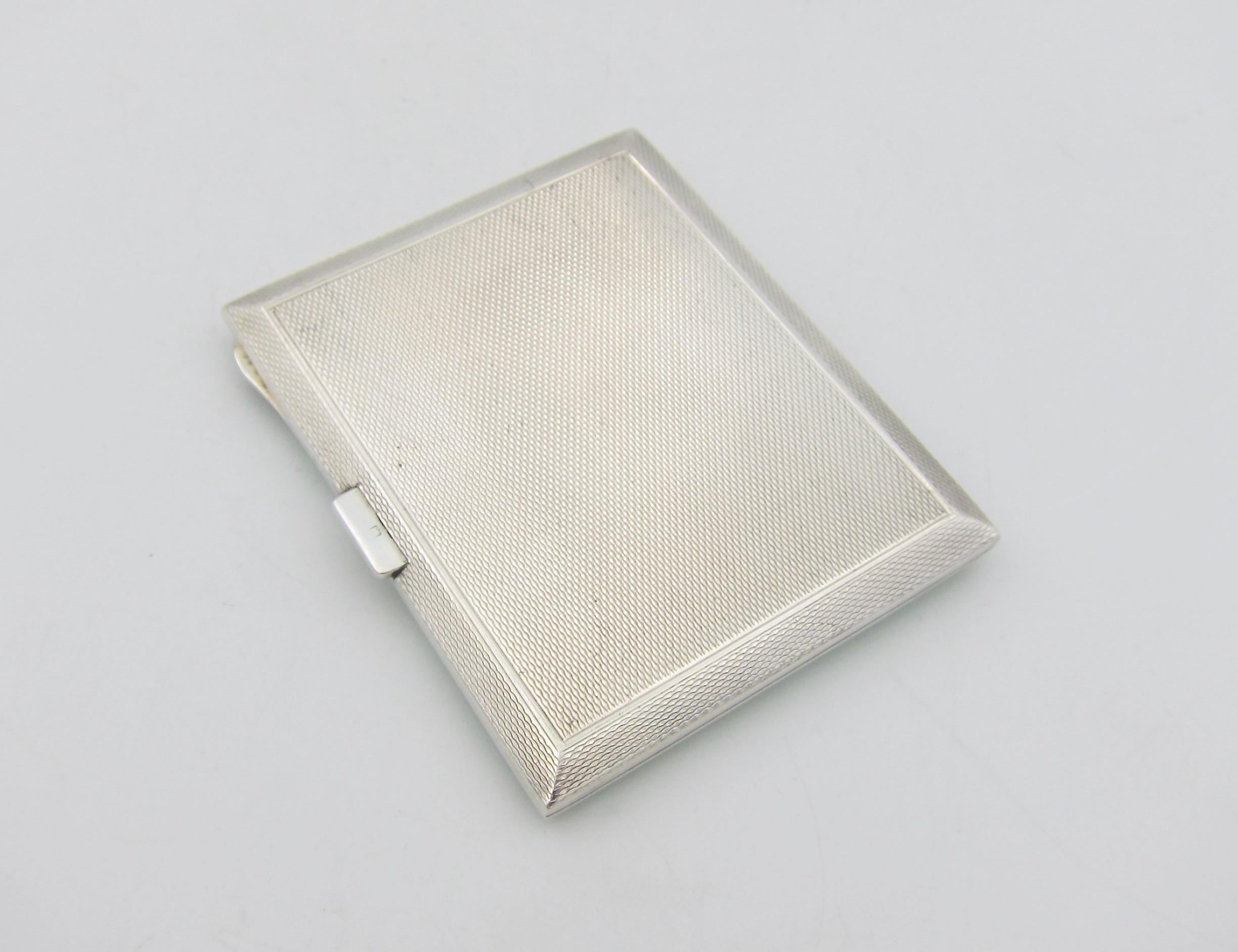 English Sterling Silver and Green Guilloche Enamel Art Deco Cigarette Case 3