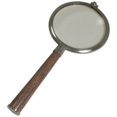 English Sterling Silver and Shagreen Magnifying Glass, 1929
