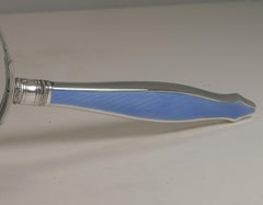 English Sterling Silver and Blue Guilloche Enamel Handled Magnifying Glass, 1935