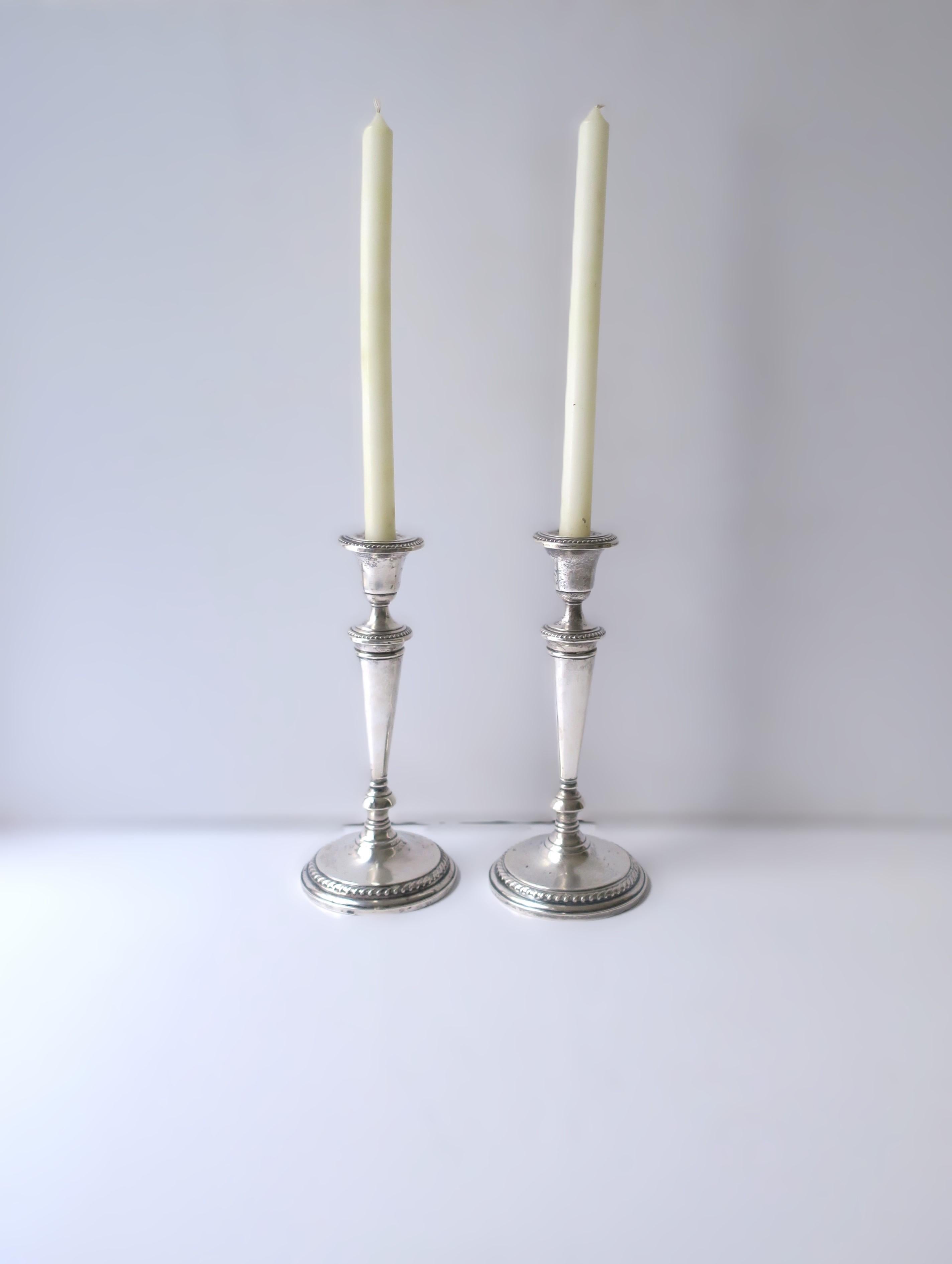 English Sterling Silver Candlesticks, Pair In Good Condition For Sale In New York, NY
