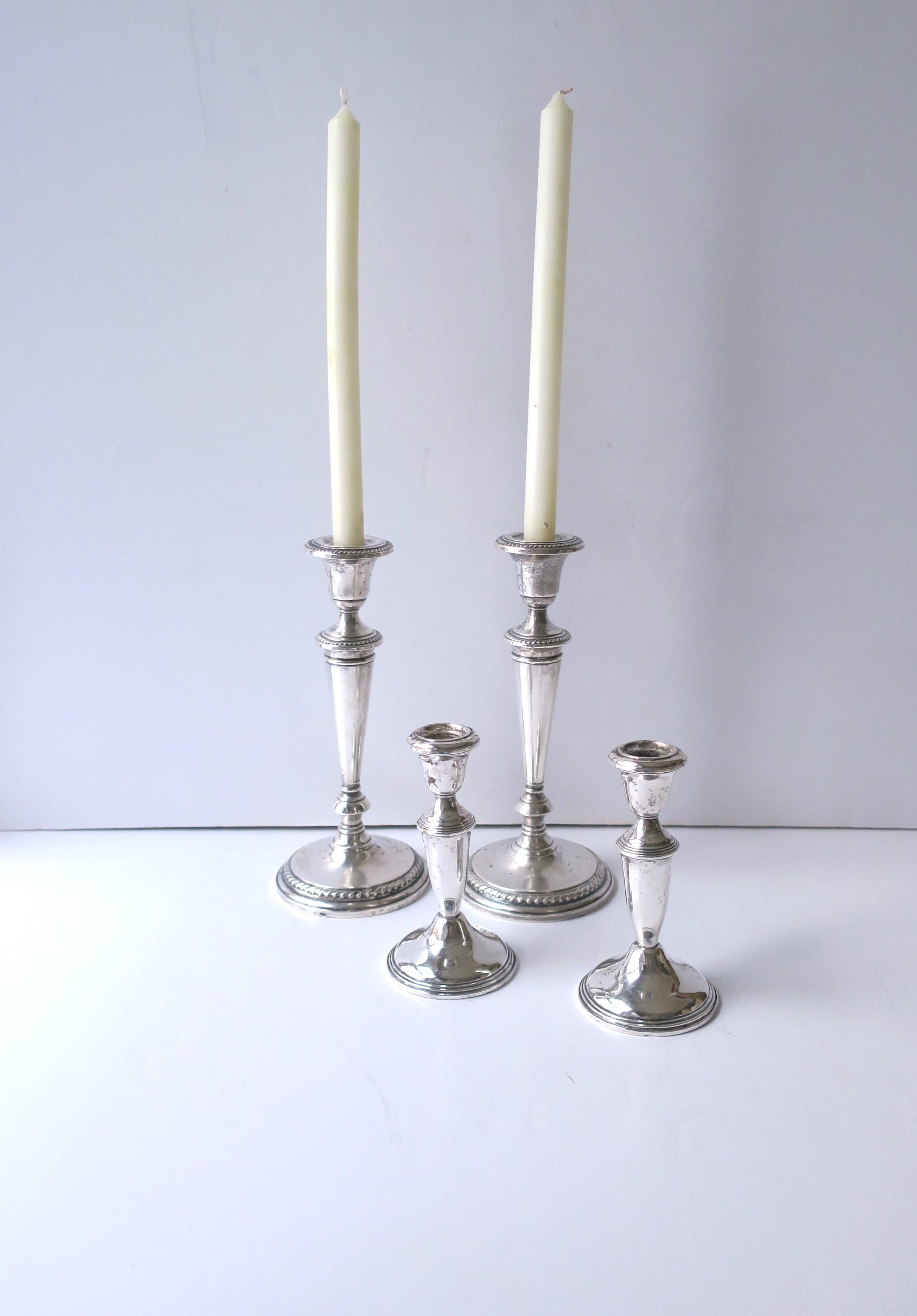 20th Century English Sterling Silver Candlesticks, Pair For Sale