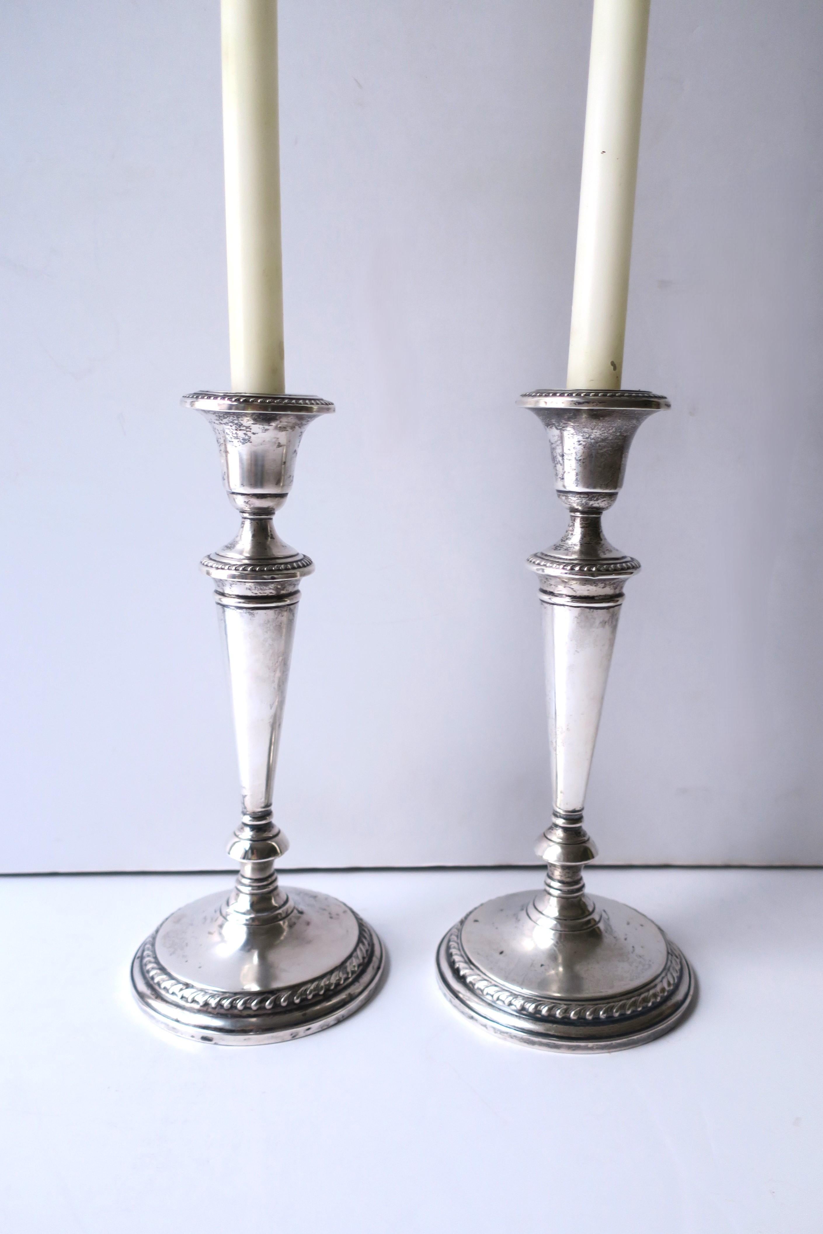 English Sterling Silver Candlesticks, Pair For Sale 1