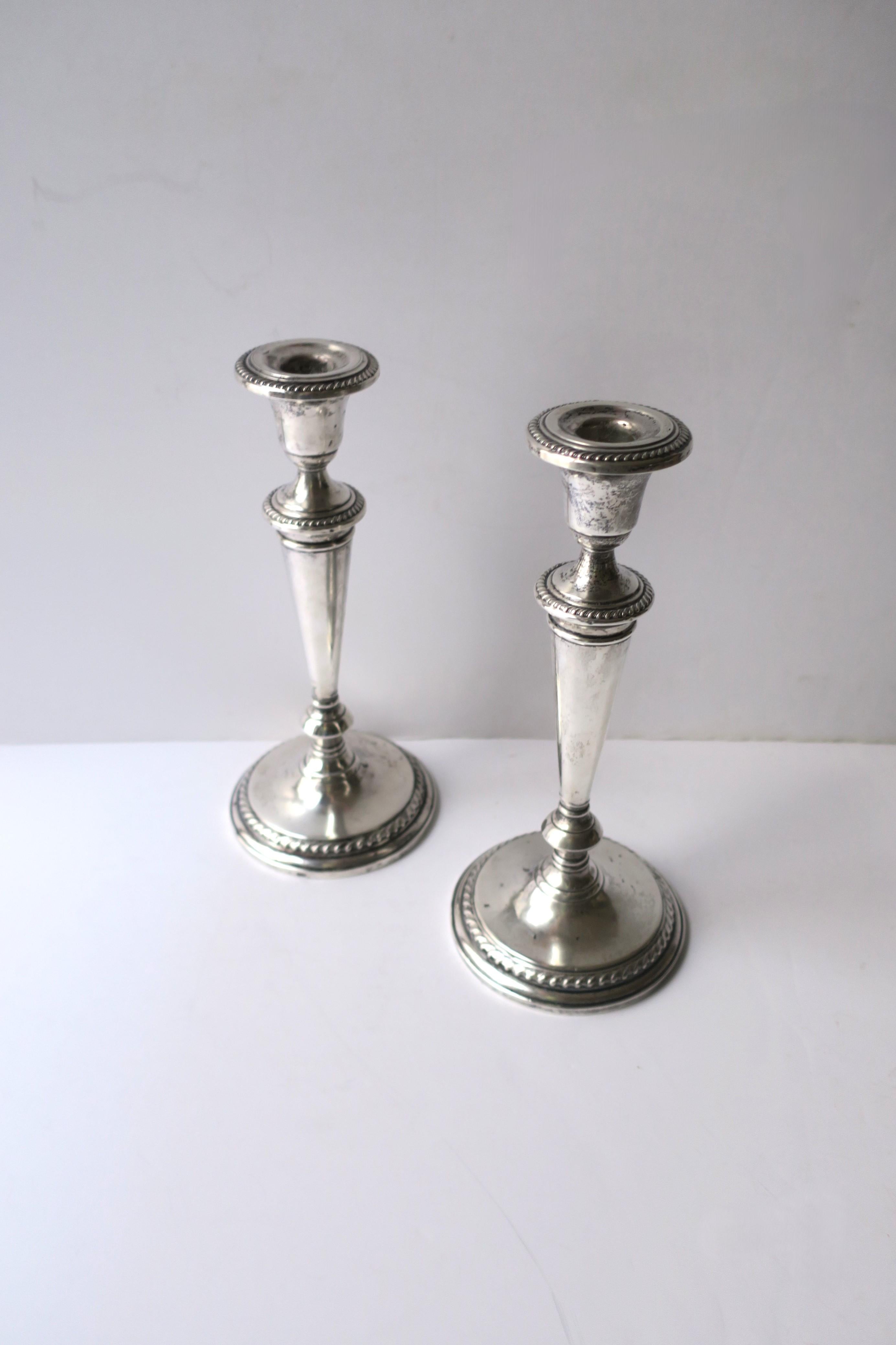 English Sterling Silver Candlesticks, Pair For Sale 2
