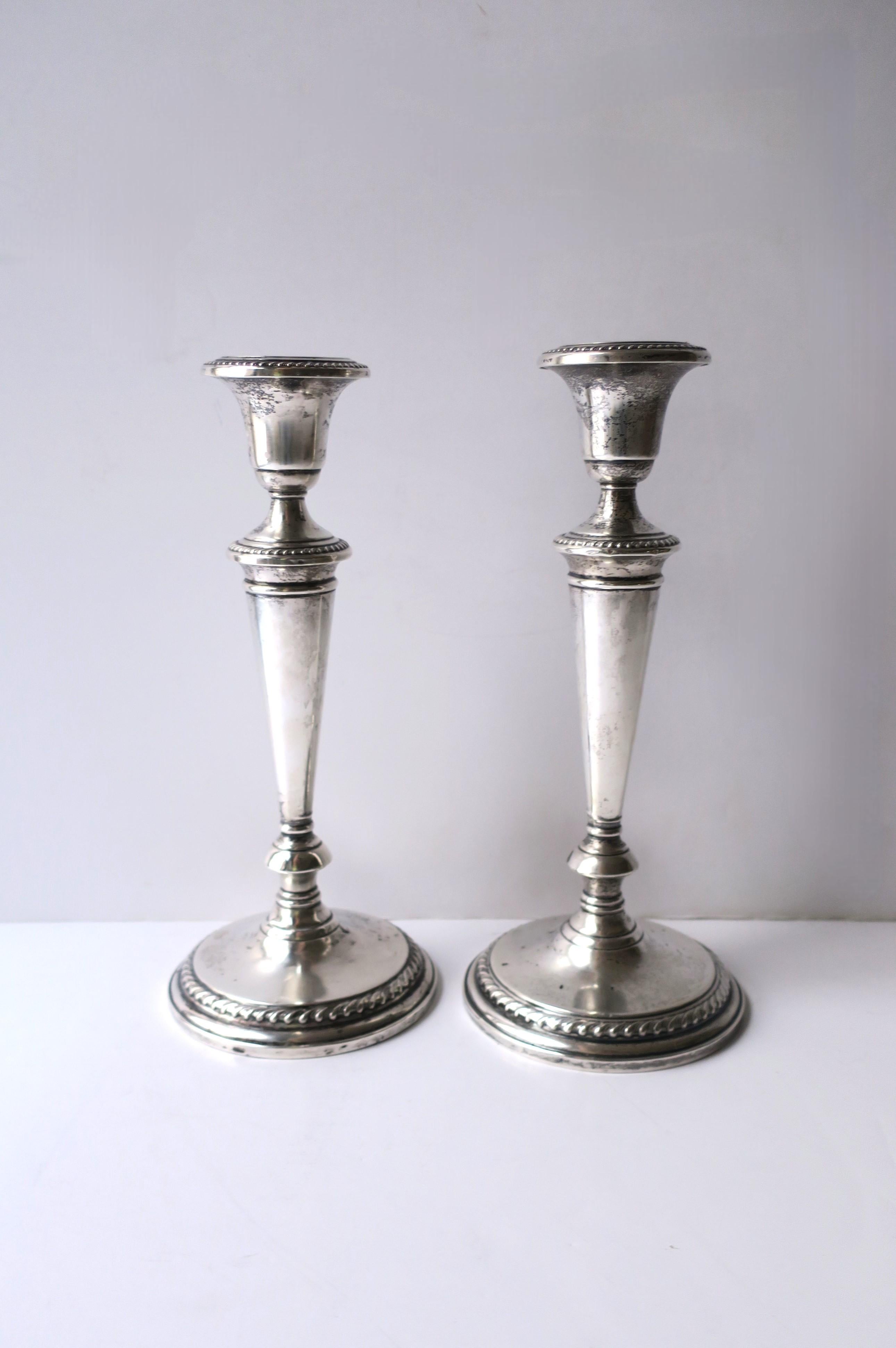 English Sterling Silver Candlesticks, Pair For Sale 3