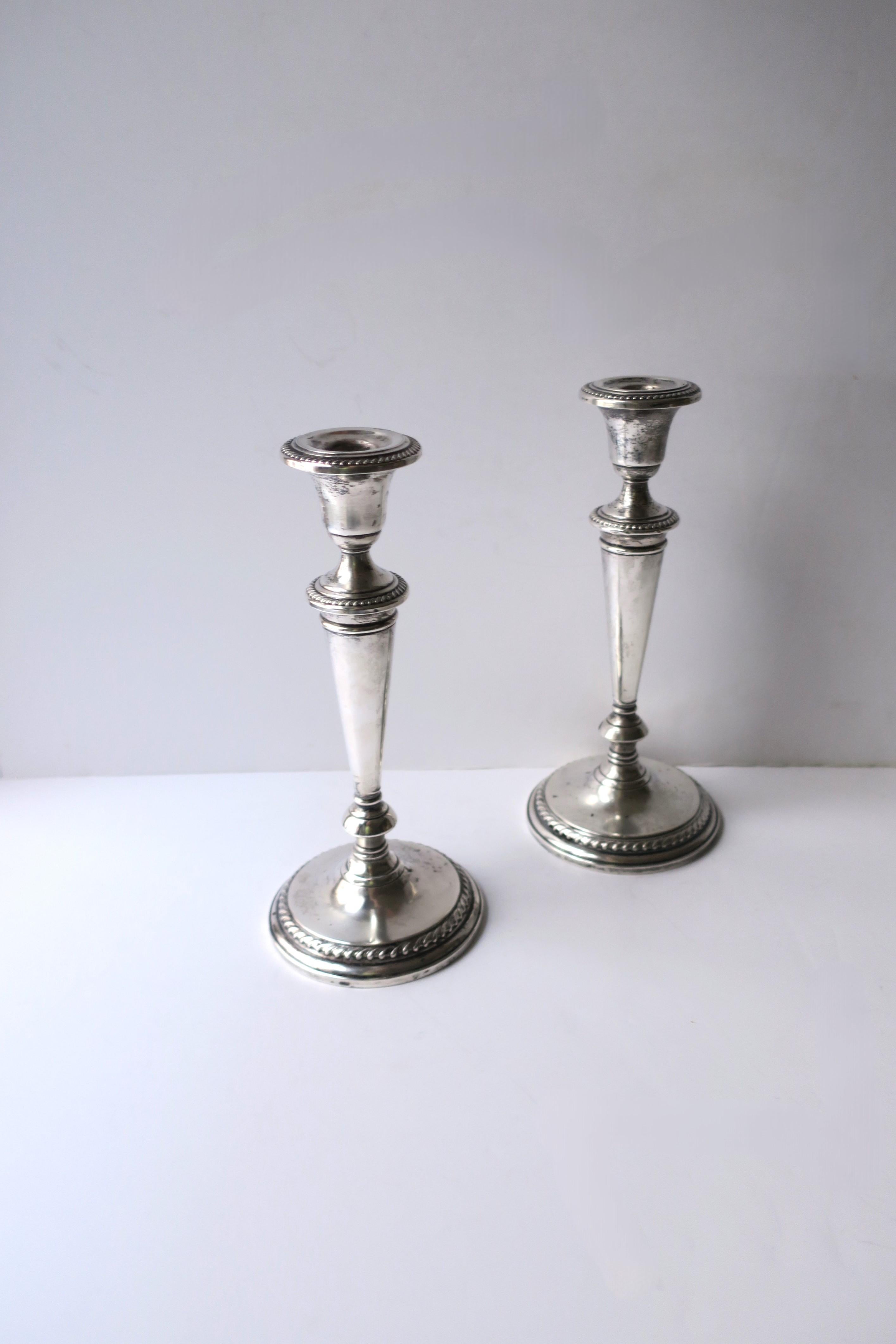 English Sterling Silver Candlesticks, Pair For Sale 4