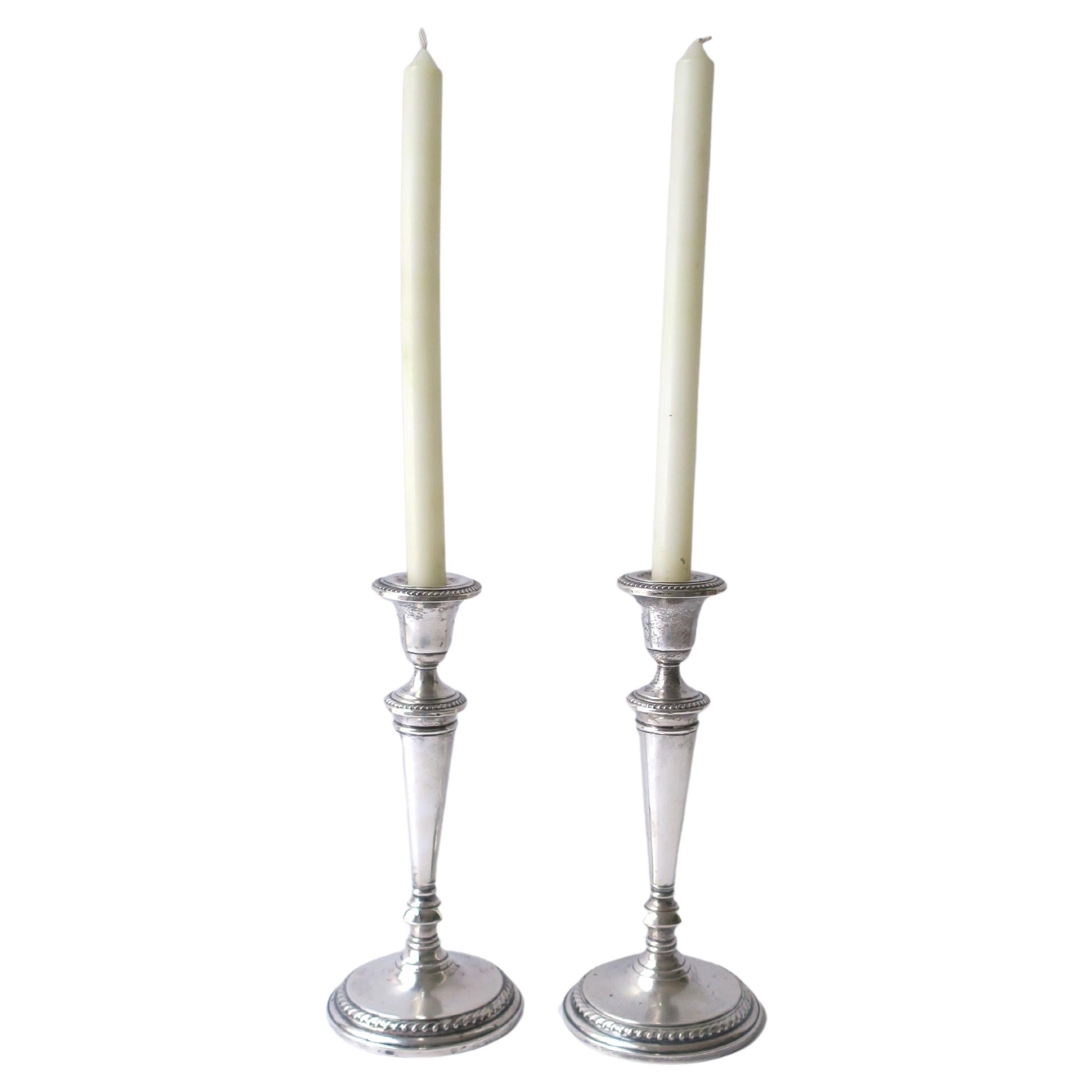 English Sterling Silver Candlesticks, Pair