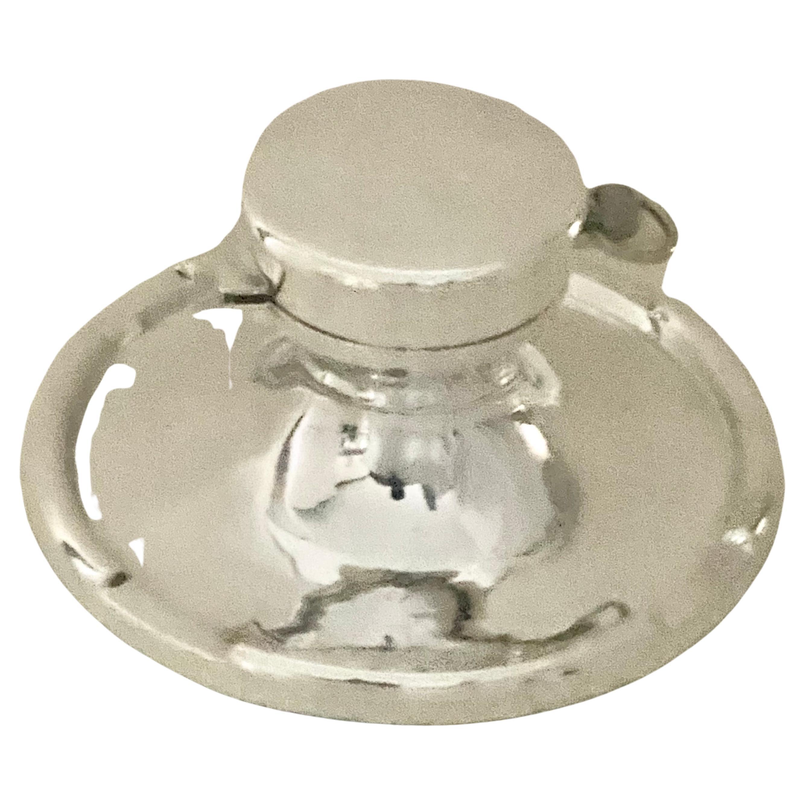 English Sterling Silver Capstan Inkwell With Pocket Watch - Edwardian For Sale 4