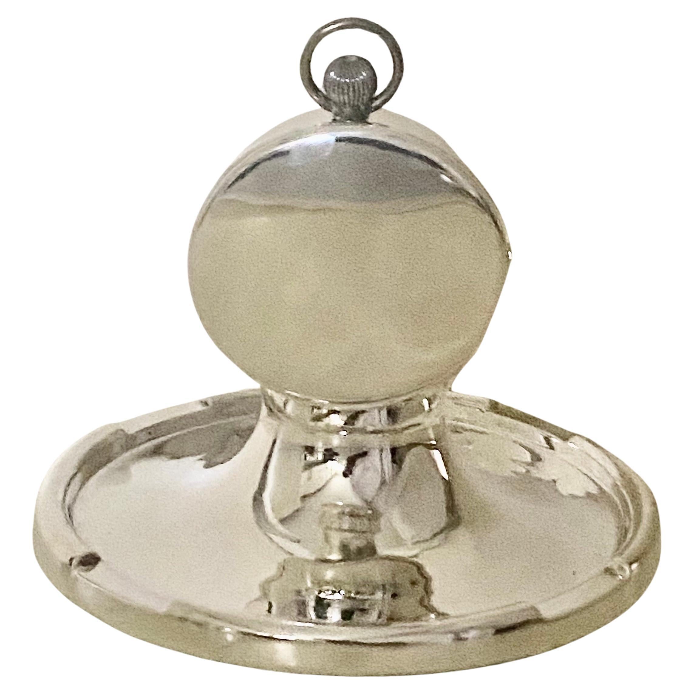 English Sterling Silver Capstan Inkwell With Pocket Watch - Edwardian For Sale 5