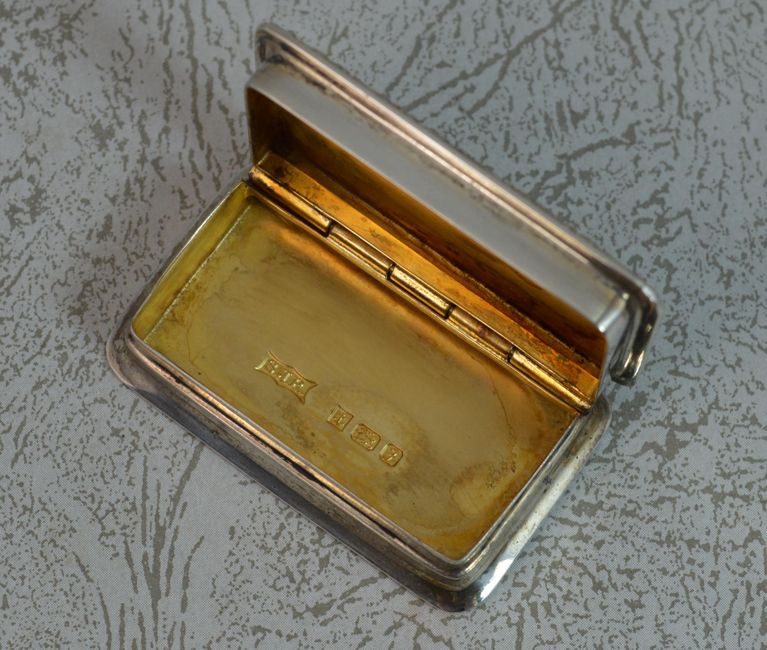 English Sterling Silver Castle Top Snuff or Pill Box 2