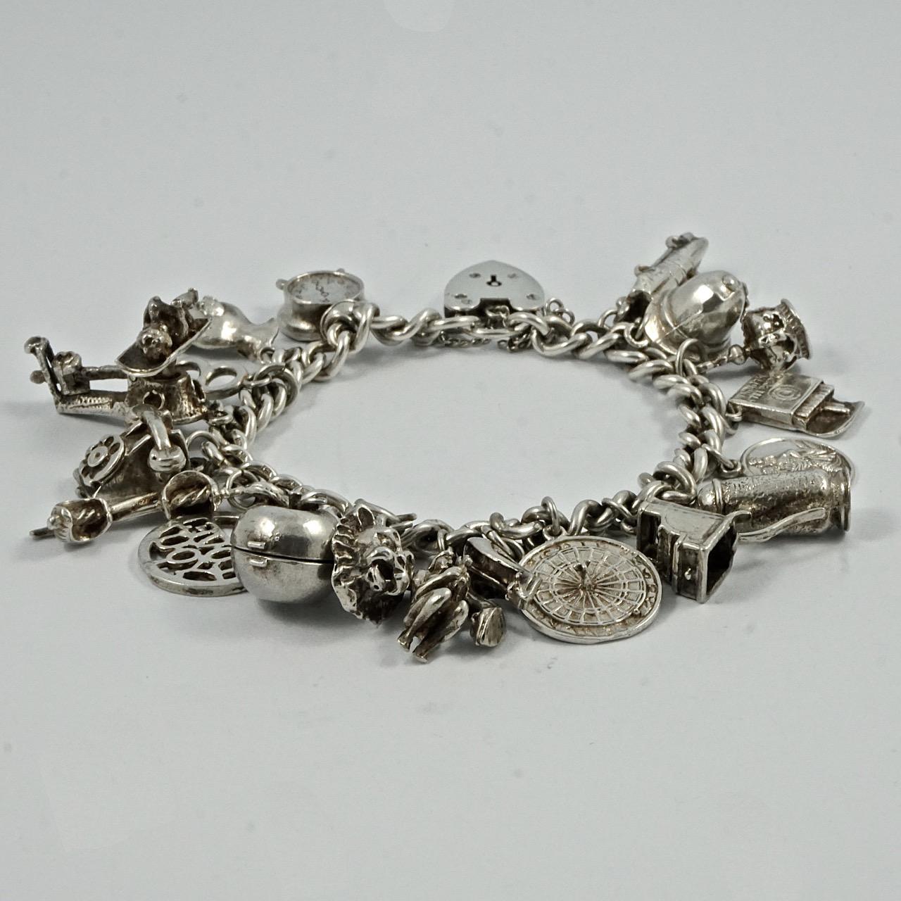 English Sterling Silver Charm Bracelet 1960s 3