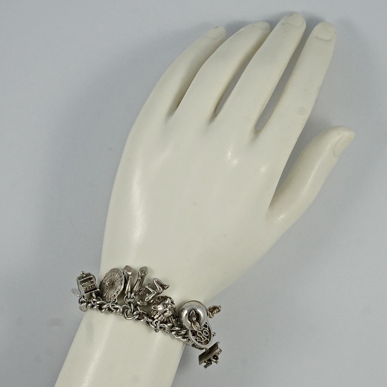 English Sterling Silver Charm Bracelet 1960s 4