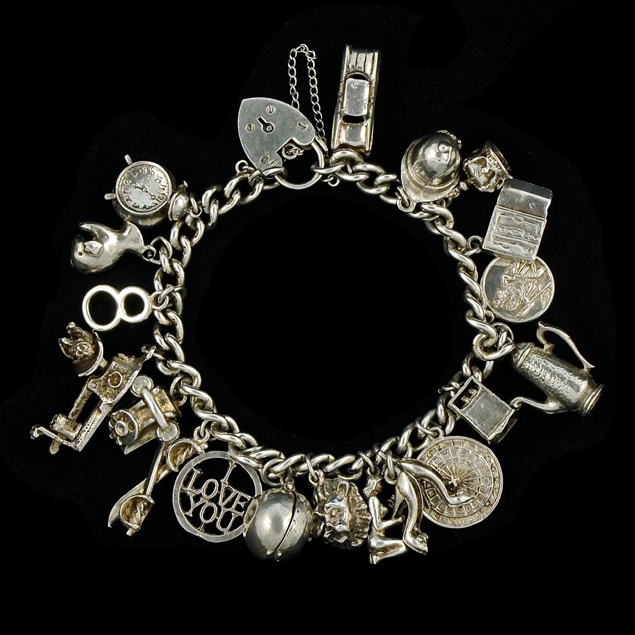 English Sterling Silver Charm Bracelet 1960s 5