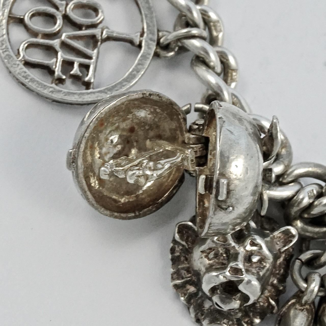 English Sterling Silver Charm Bracelet 1960s In Good Condition In London, GB