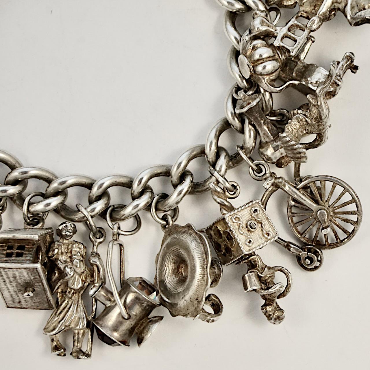 vintage silver charm bracelet 1960s