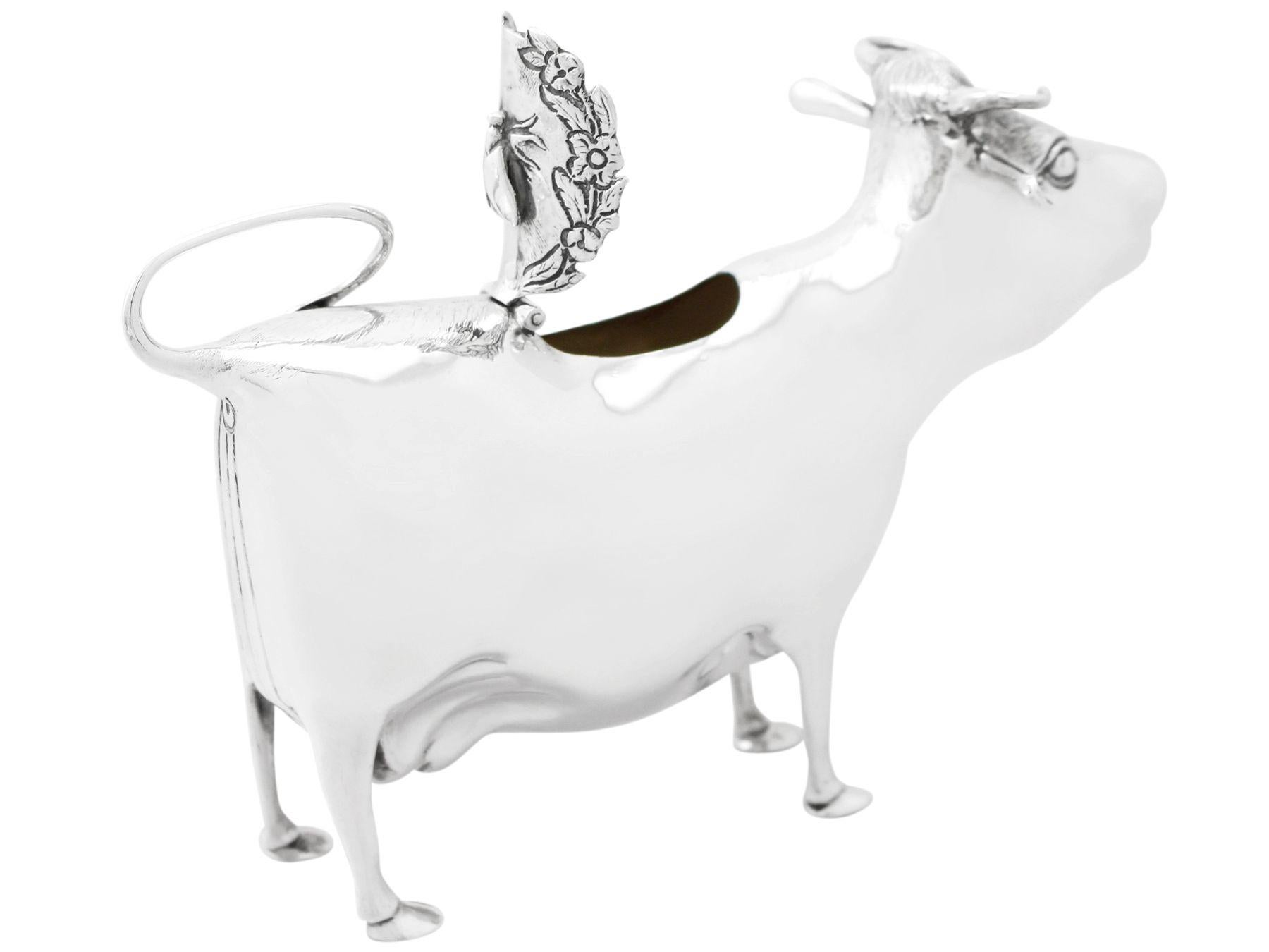 Late 20th Century Mappin & Webb Ltd English Sterling Silver Cow Creamer For Sale