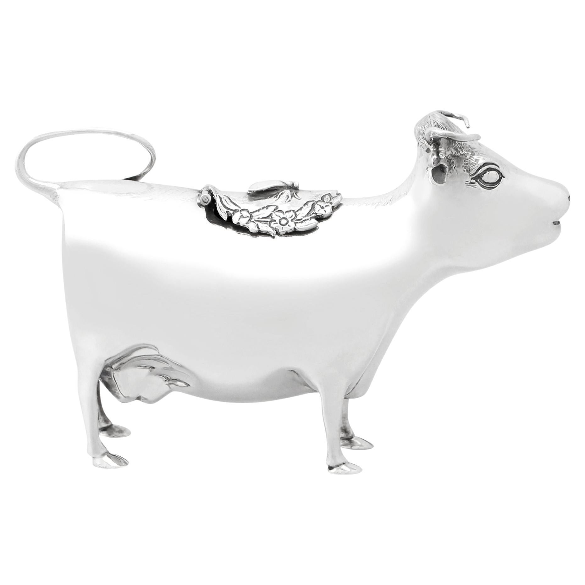 Antique 1880s Continental Sterling Silver Cow Creamers For Sale at 1stDibs
