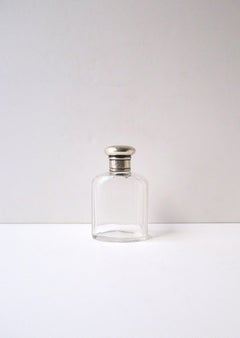 English Sterling Silver Crystal Perfume or Cologne Vanity Bottle, Early 20th C