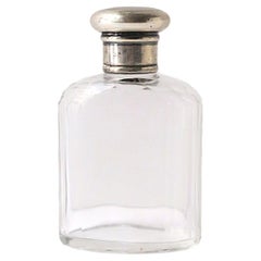 English Sterling Silver Crystal Perfume or Cologne Vanity Bottle, Early 20th C
